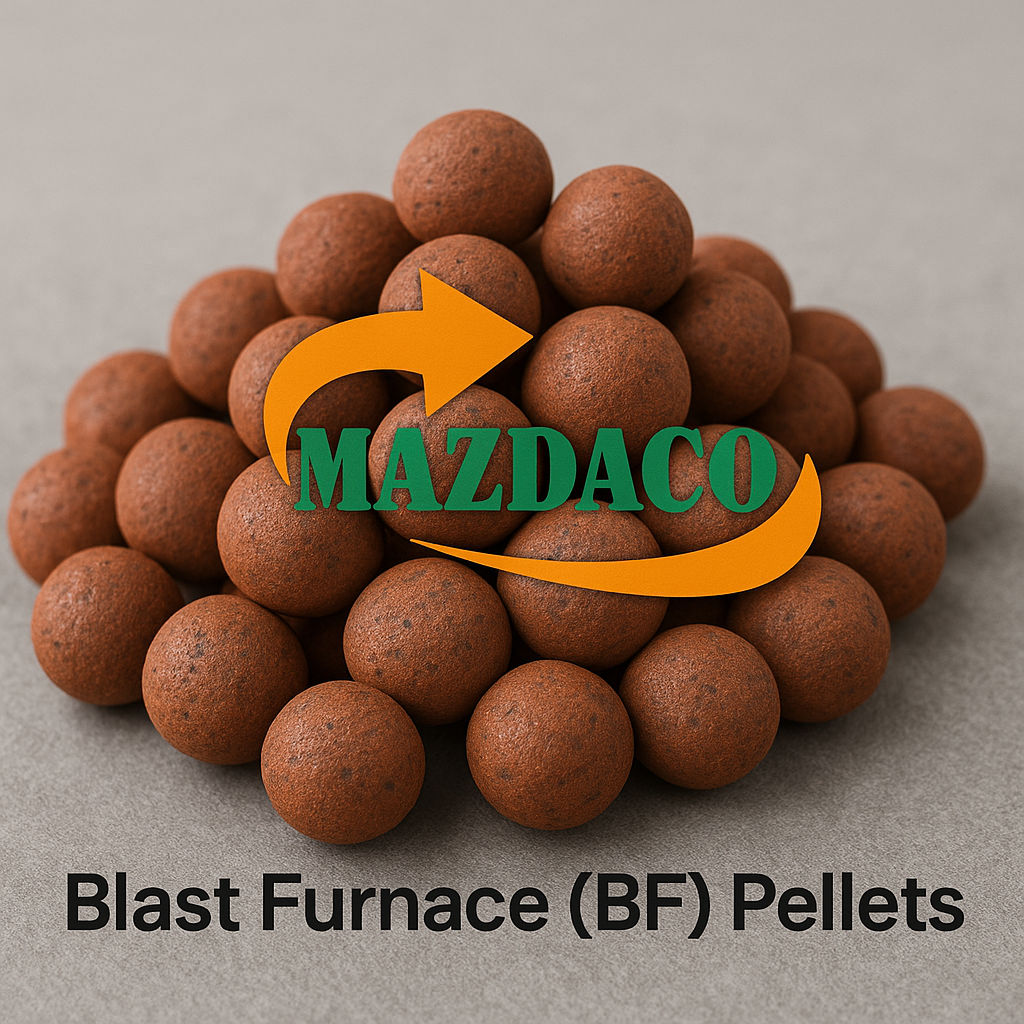 Standard Blast Furnace Pellets (Acid Pellets) – high-grade iron ore pellets supplied by Mazdaco for global steelmaking.